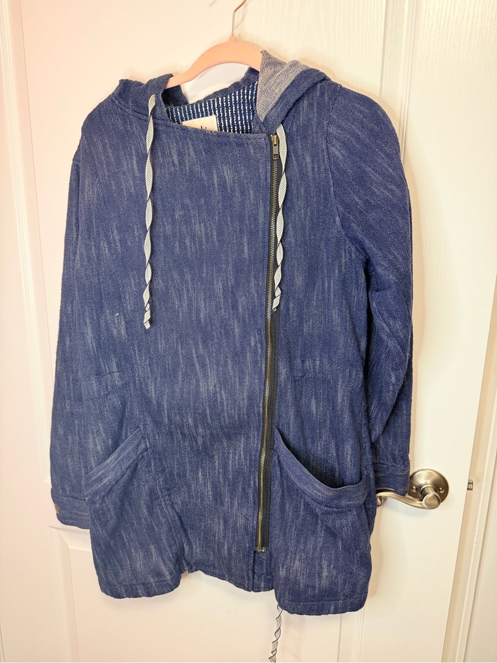 CAbi Indigo Hooded Zip Utility Jacket